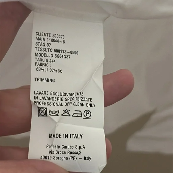 Caruso Men’s White Linen Button Down Shirt - Picture 7 of 8